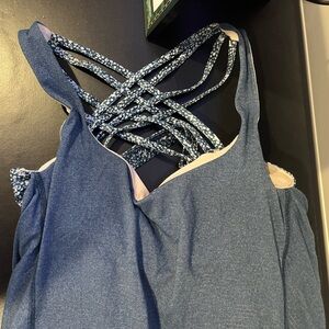 Lululemon Blue Cross‑Back Workout Tank Built‑In Bra — Medium Fit 4/6